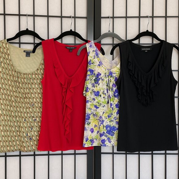 Stylish Sleeveless Tops Bundle – Women’s Ruffle, Floral, Blouses Size Small - Picture 2 of 14